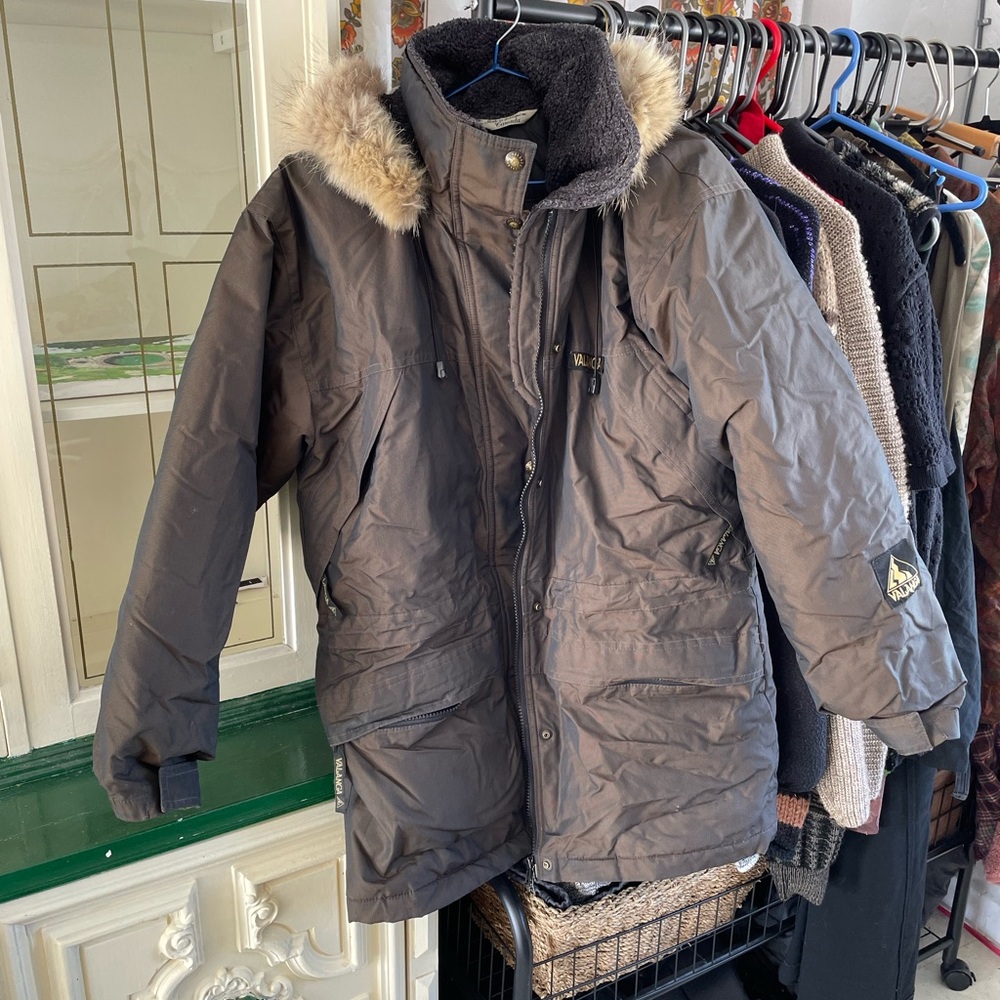 Men's Dark Brown Winter Parka with Coyote Fur Hood
